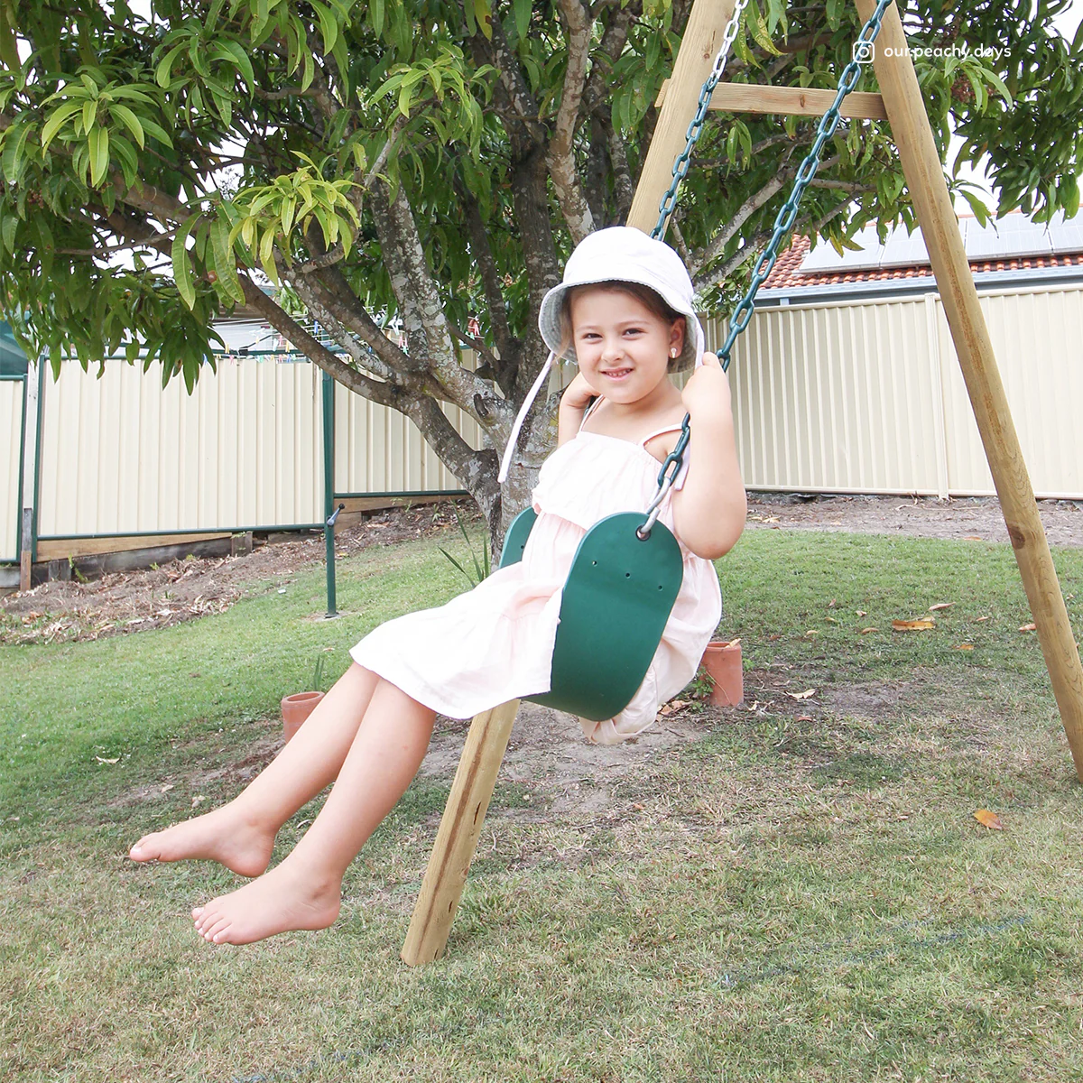 Amber 3 Double Belt Timber Swing Set - Image 4