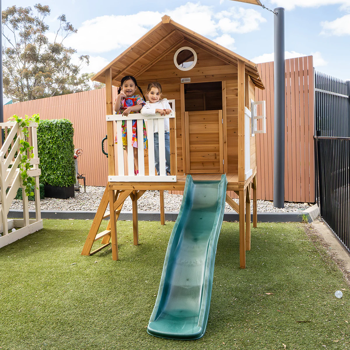 Archie Cubby House (Elevated) with 1.8m Slide (Green) - Image 3
