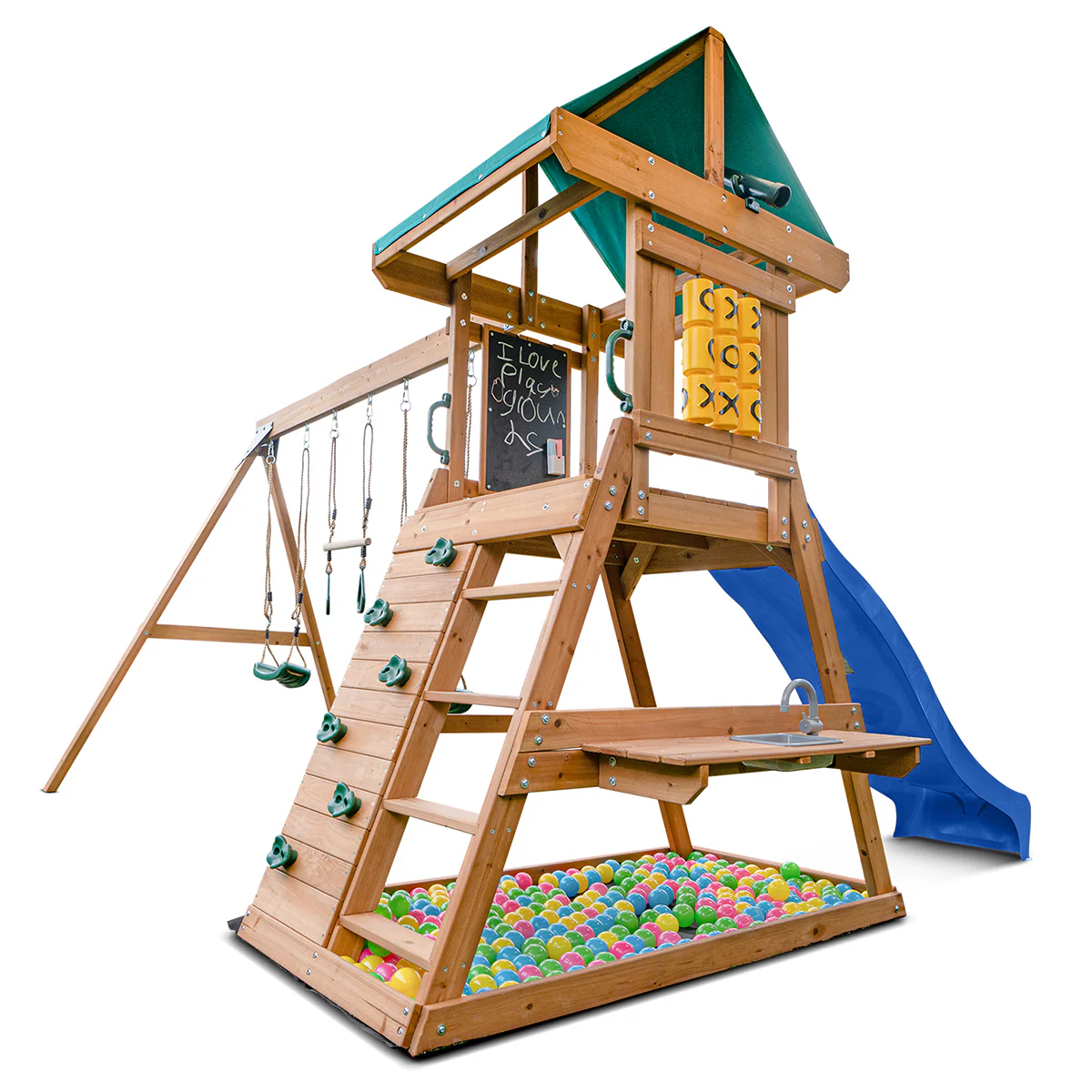 Birmingham Swing Set & Playground with 2.2m Slide (Blue) - Image 4