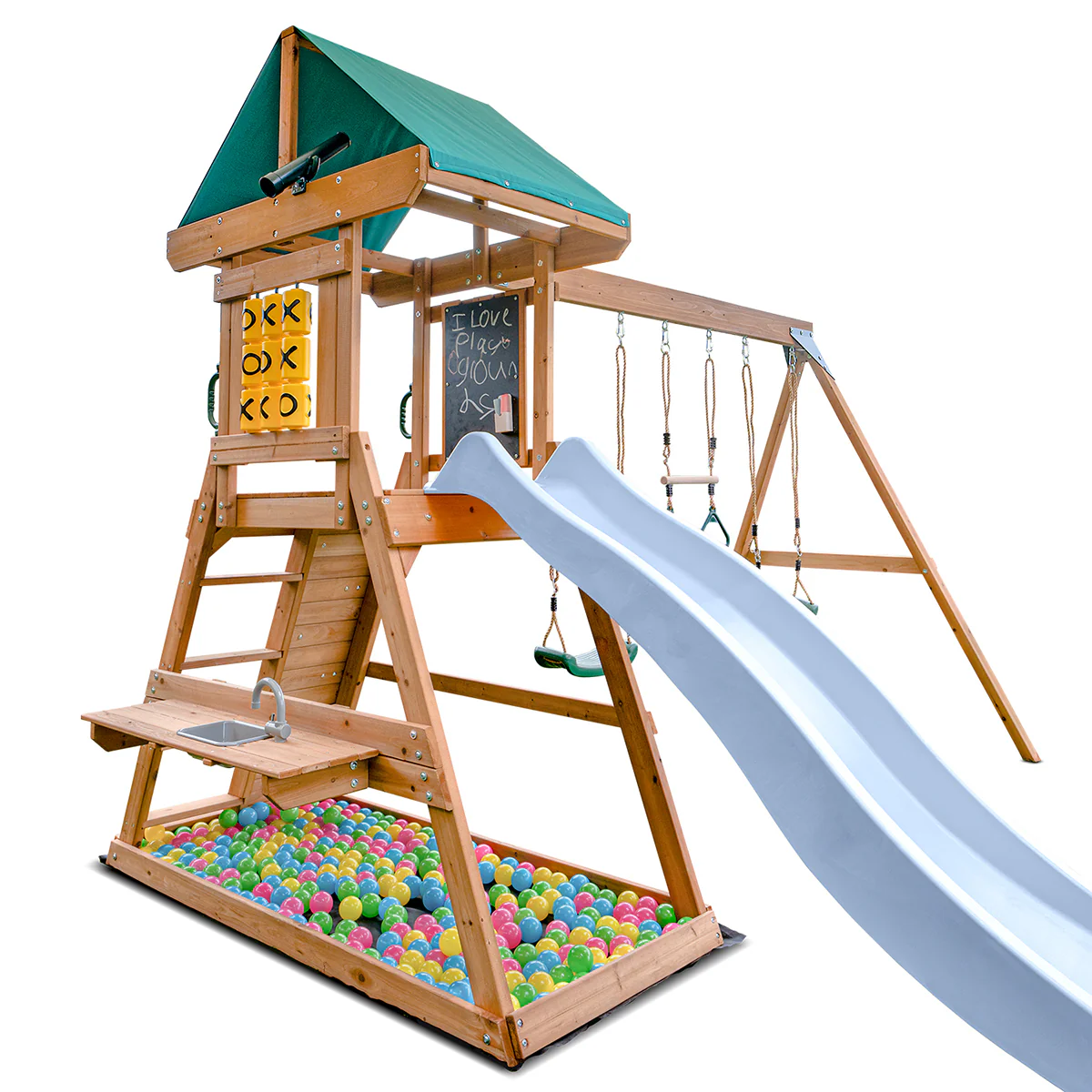 Birmingham Swing Set & Playground with 2.2m Slide (Pastel Blue) - Image 3
