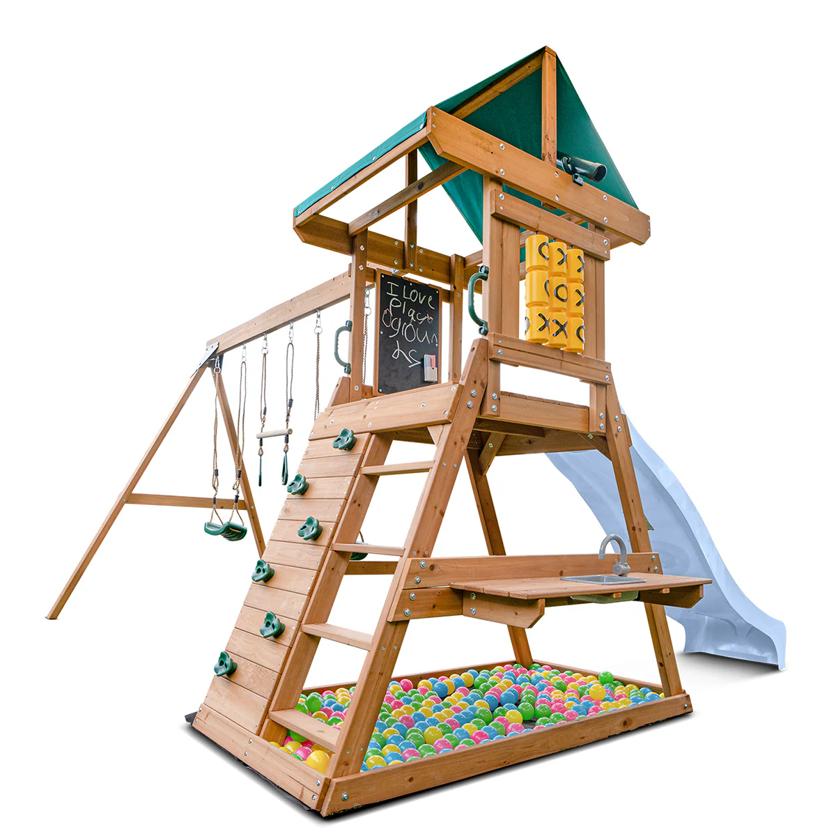 Birmingham Swing Set & Playground with 2.2m Slide (Pastel Blue) - Image 4