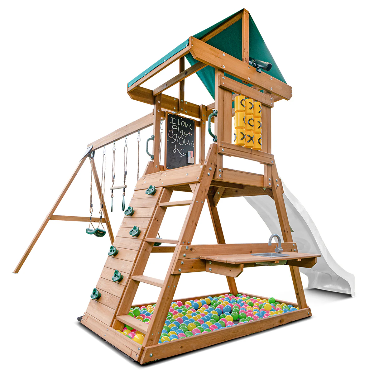 Birmingham Swing Set & Playground with 2.2m Slide (White) - Image 4