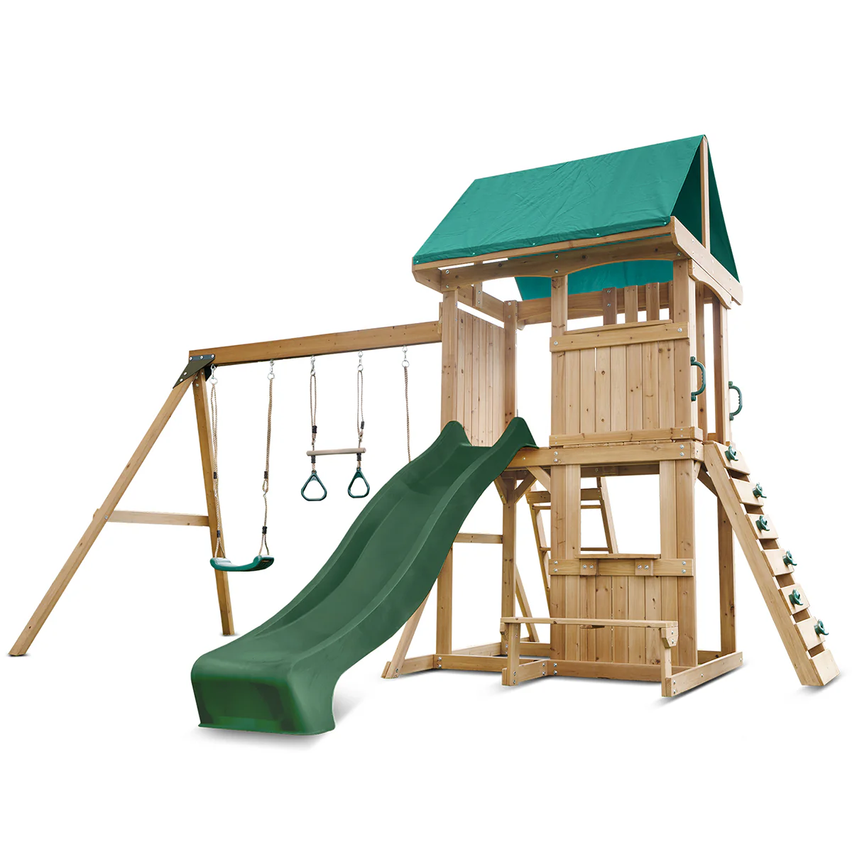 Carindale Swing Set & Playground with 2.2m Slide (Green) - Image 11