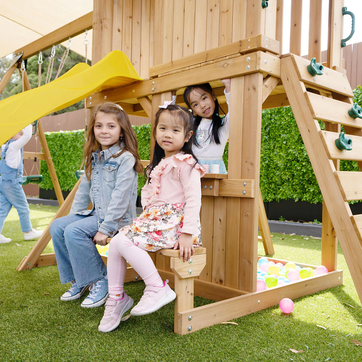 Carindale Swing Set & Playground with 2.2m Slide (Yellow) - Image 5