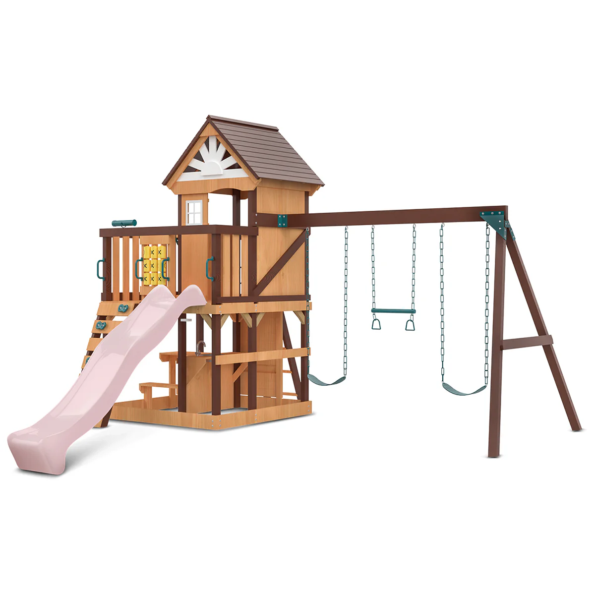 Coventry Swing Set & Playground with 2.2m Slide (Pastel Pink)