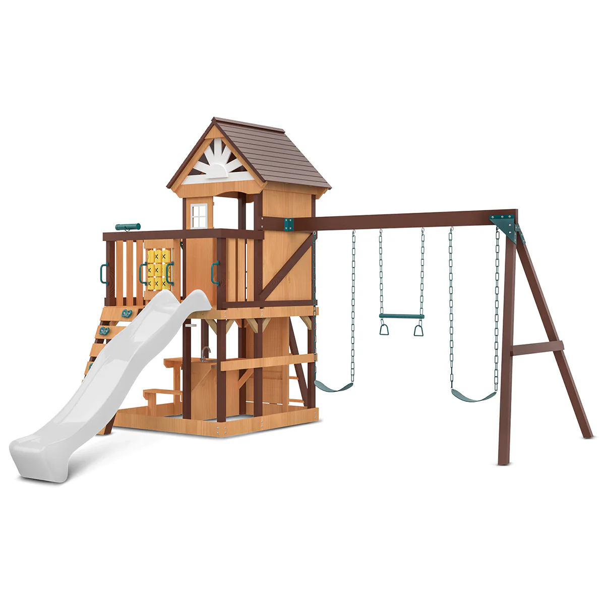 Coventry Swing Set & Playground with 2.2m Slide (White)