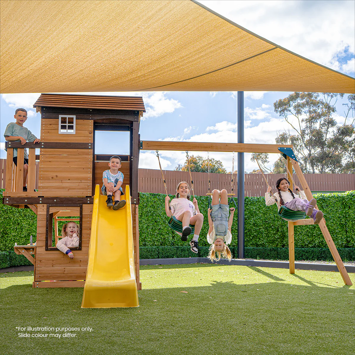 Darlington Swing Set & Playground with 2.2m Slide (White) - Image 4