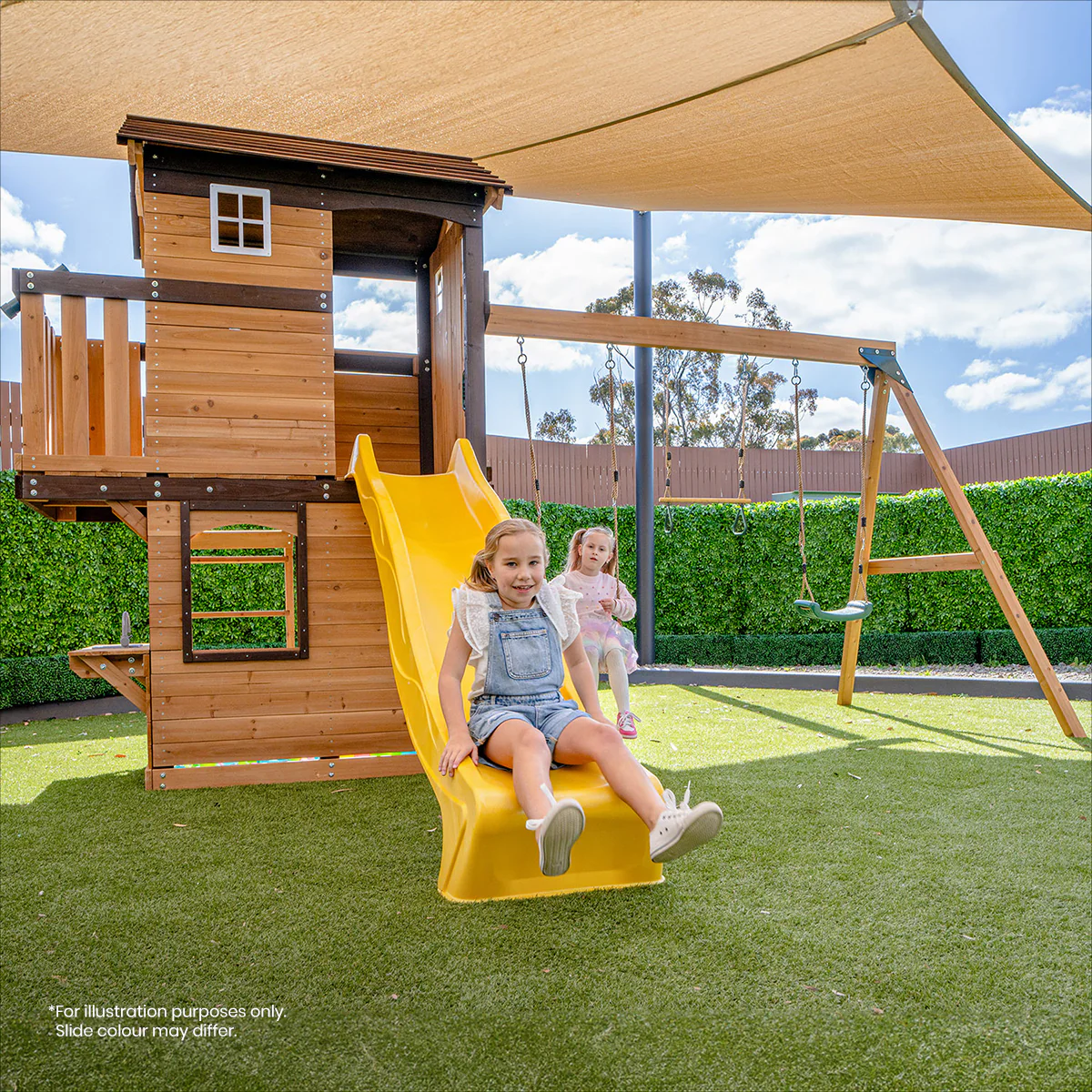 Darlington Swing Set & Playground with 2.2m Slide (White) - Image 5