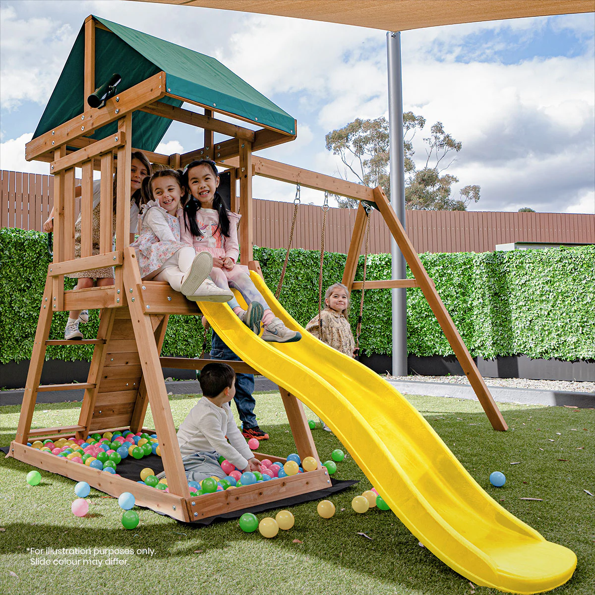 Greenvale Swing Set & Playground with 1.8m Slide (Yellow) - Image 3