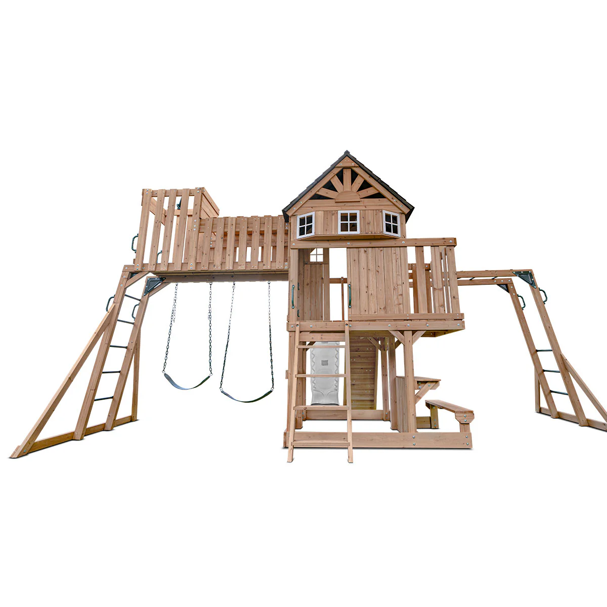 Kensington Swing Set, Monkey Bars & Playground with 2.2m Slide (White) - Image 14