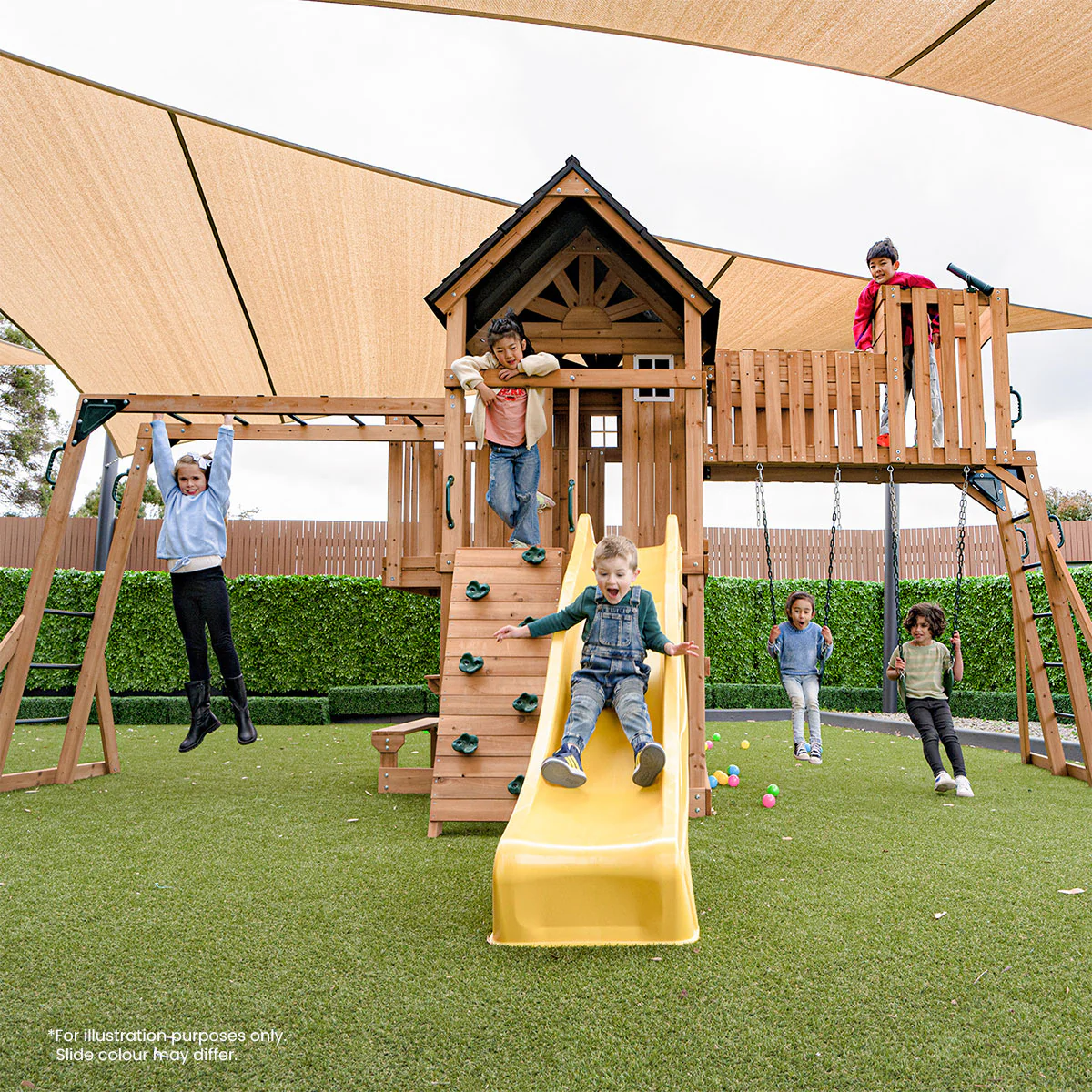 Kensington Swing Set, Monkey Bars & Playground with 2.2m Slide (White) - Image 2