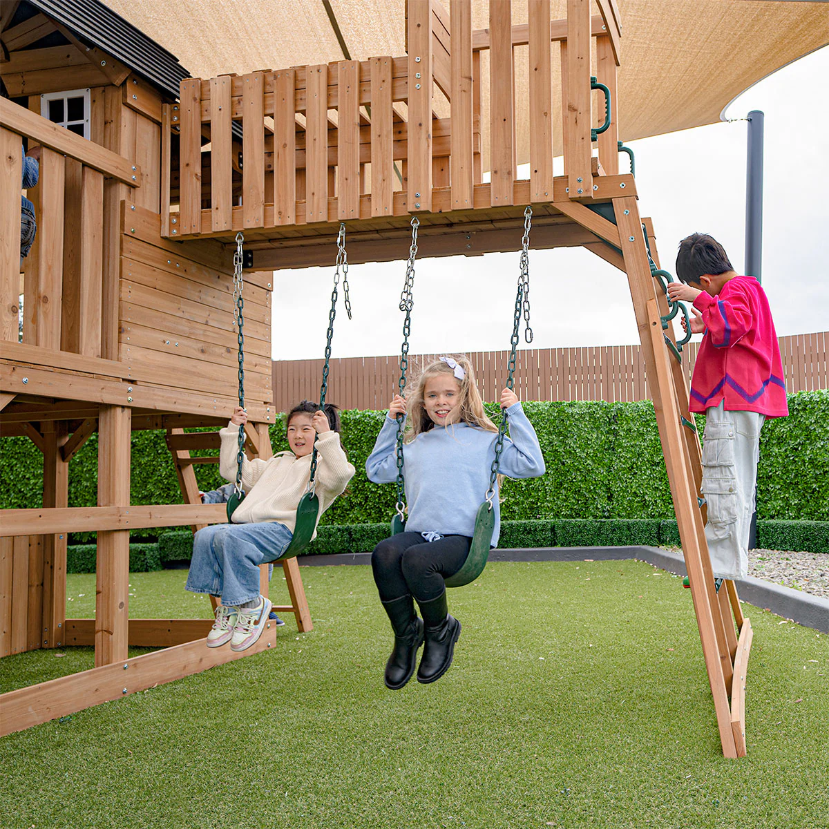 Kensington Swing Set, Monkey Bars & Playground with 2.2m Slide (White) - Image 3
