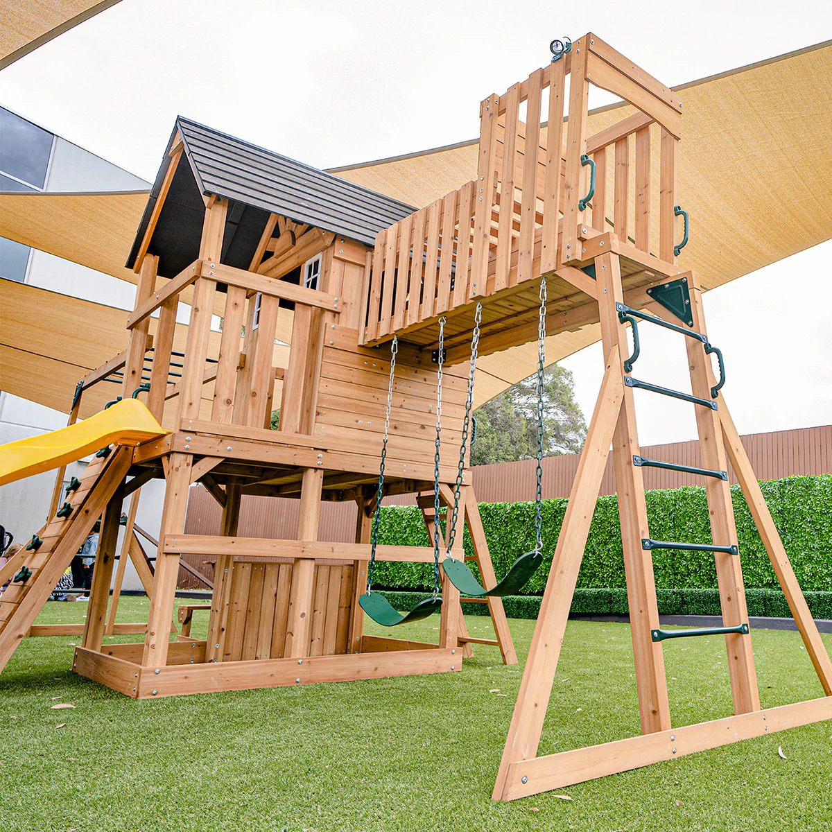 Kensington Swing Set, Monkey Bars & Playground with 2.2m Slide (Yellow) - Image 12