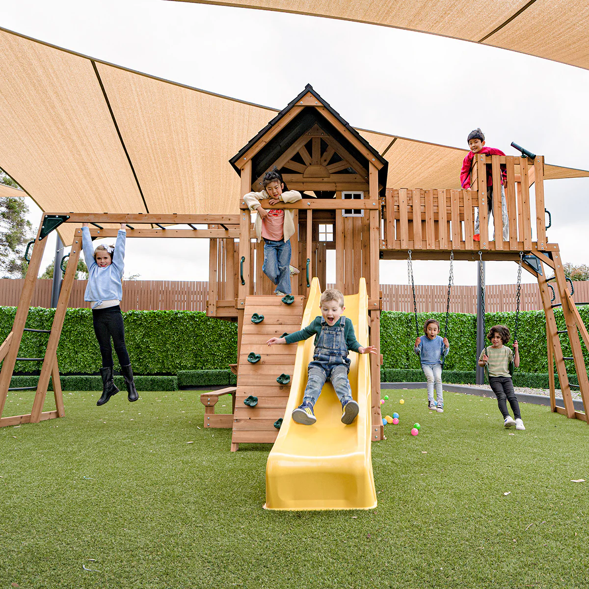 Kensington Swing Set, Monkey Bars & Playground with 2.2m Slide (Yellow) - Image 2