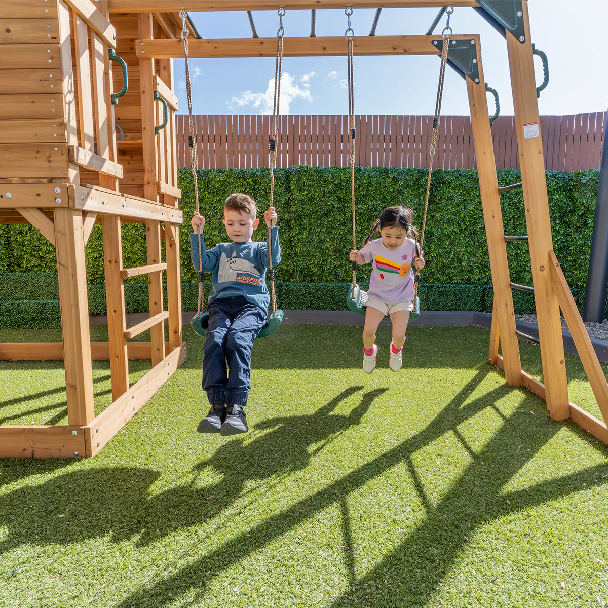 Kingston Cubby House, Monkey Bars & Swing Set with 2.2m Slide (White) - Image 9