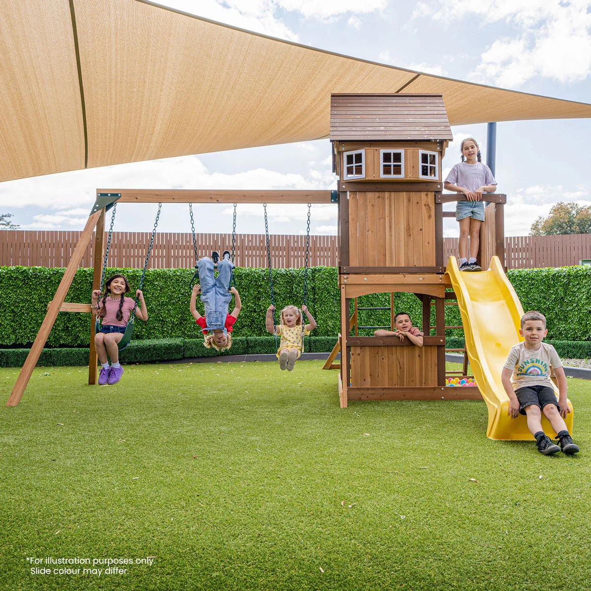 Meer Brook Swing Set, Monkey Bars & Playground with 2.2m Slide (Green) - Image 2