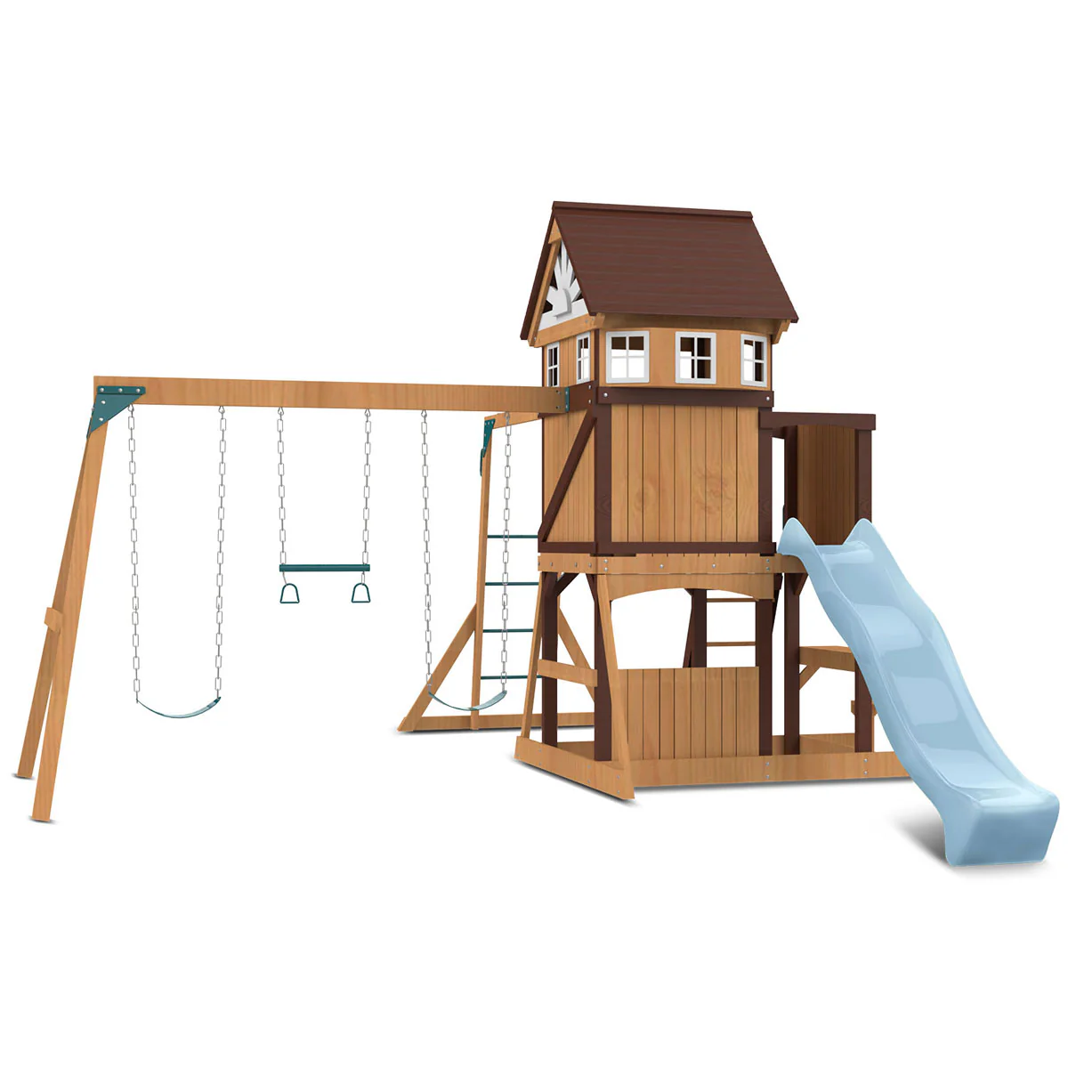 Meer Brook Swing Set, Monkey Bars & Playground with 2.2m Slide (Pastel Blue)