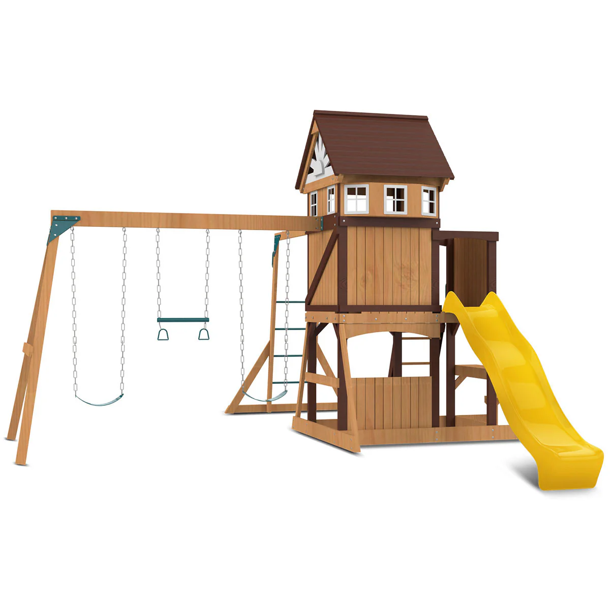 Meer Brook Swing Set, Monkey Bars & Playground with 2.2m Slide (Yellow)