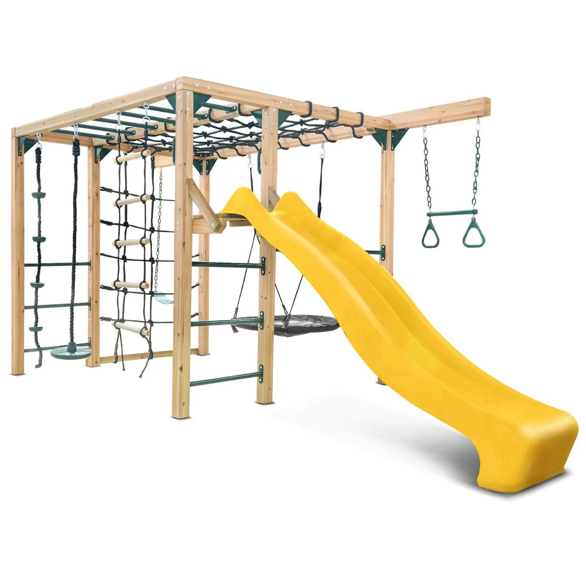Orangutan Monkey Bars Jungle Gym Climbing Frame with 2.2m Slide (Yellow) - Image 10