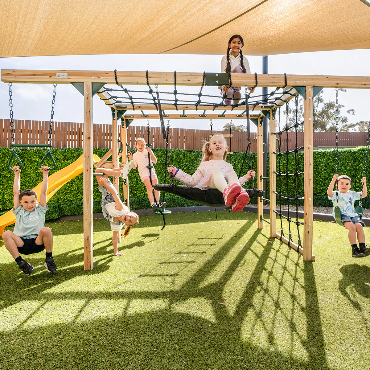 Orangutan Monkey Bars Jungle Gym Climbing Frame with 2.2m Slide (Yellow) - Image 3