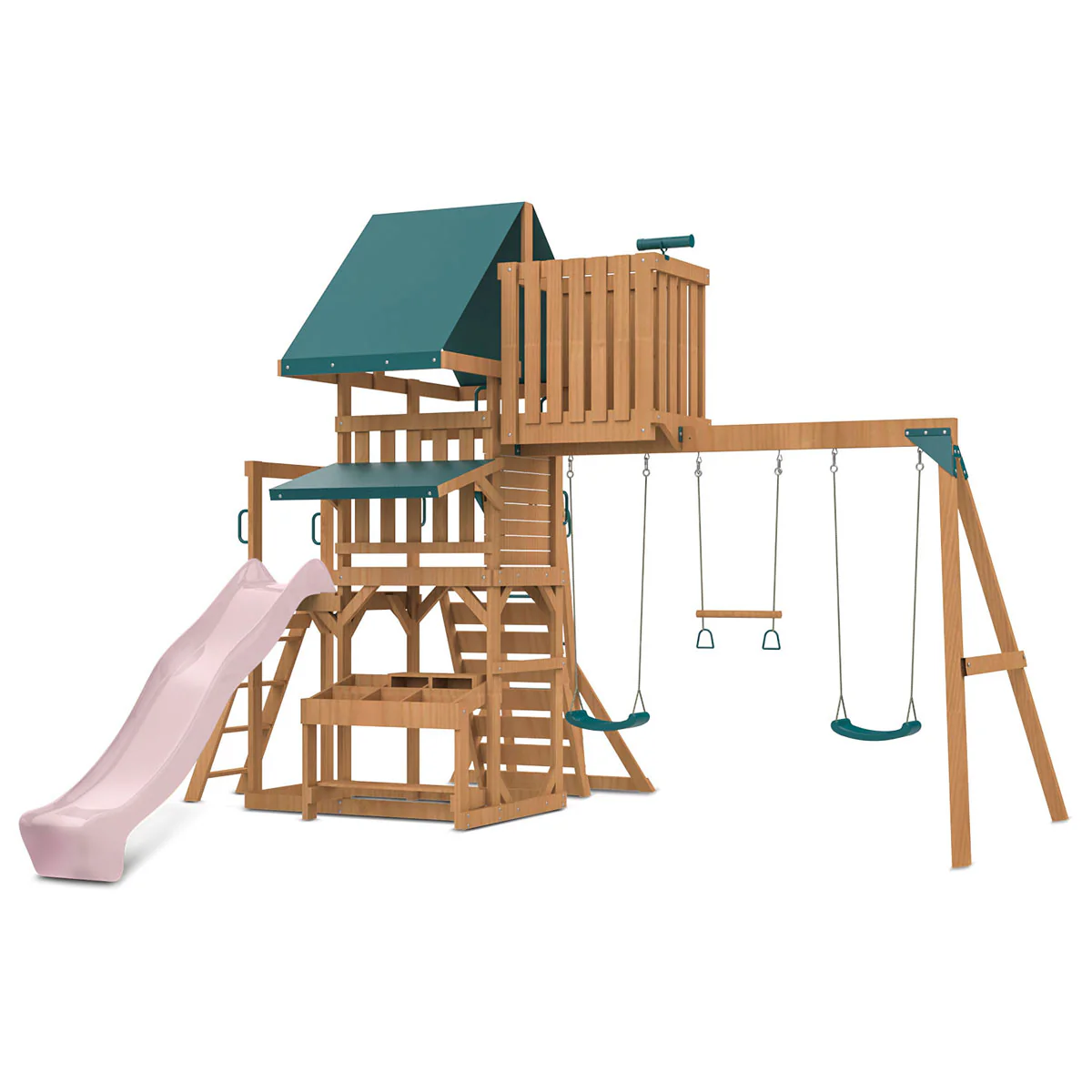 Walton Swing Set, Monkey Bars & Playground with 2.2m Slide (Pastel Pink) - Image 9