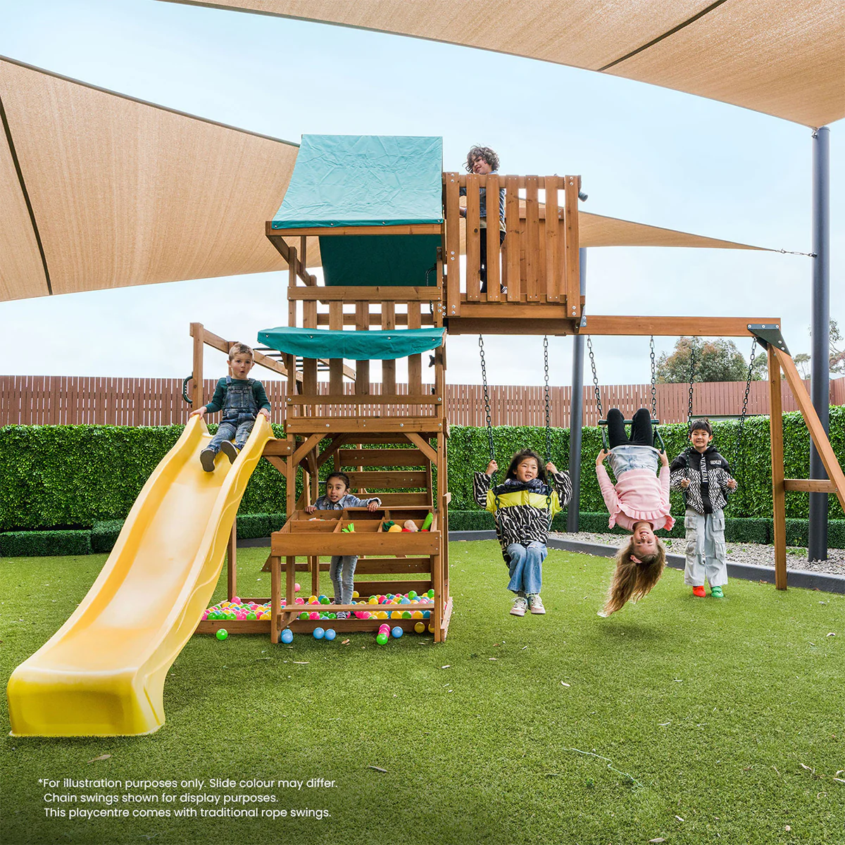 Walton Swing Set, Monkey Bars & Playground with 2.2m Slide (White) - Image 2