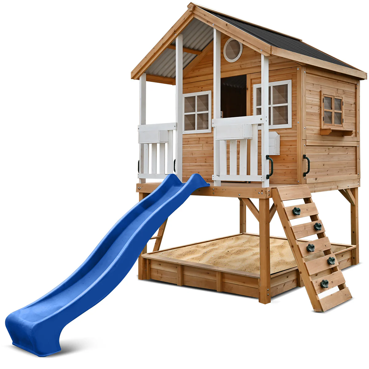 Winchester Cubby House (Elevated 1.2m) with 2.2m Slide (Blue) - Image 3