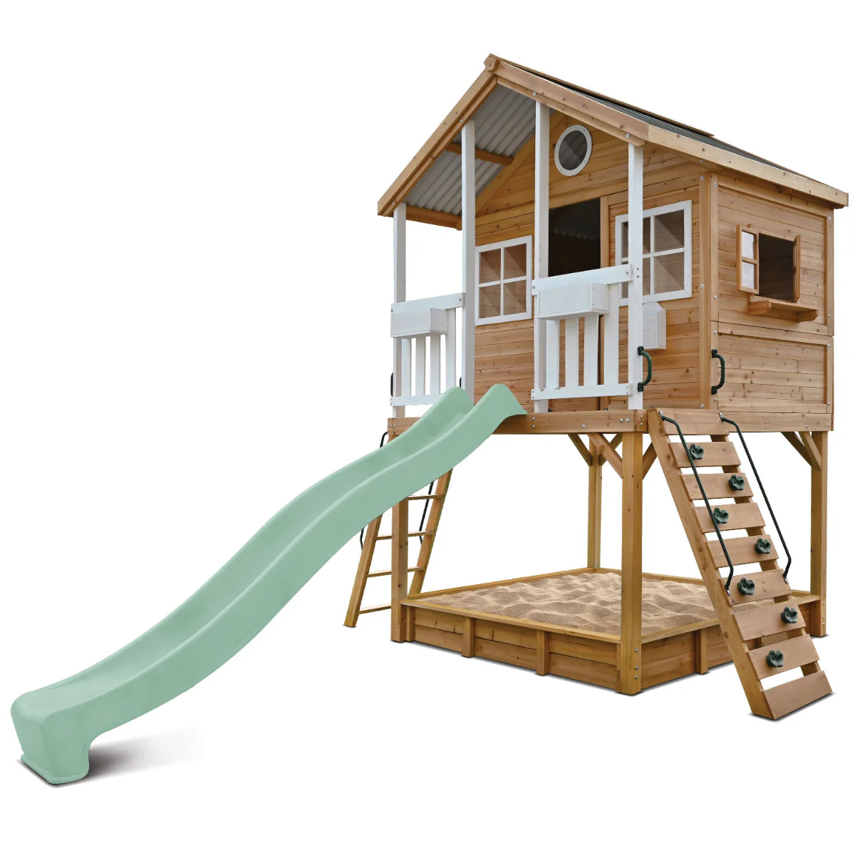 Winchester Cubby House (Elevated 1.45m) with 3.0m Slide (Pastel Green) - Image 3