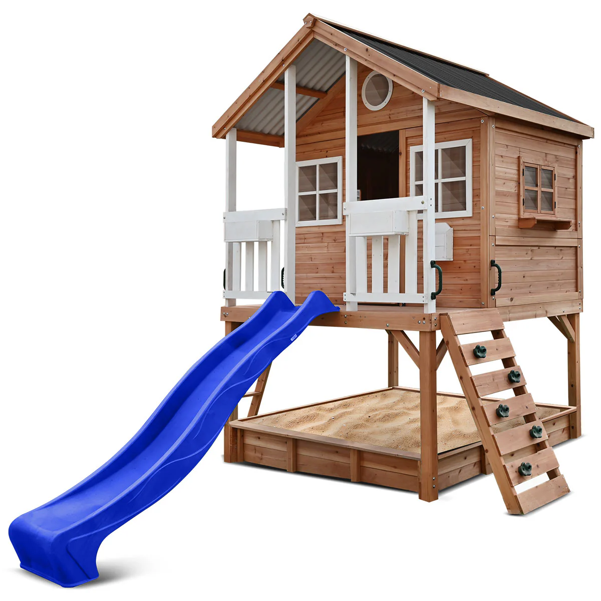 Winchester Cubby House with 1.2m Elevation Platform and 2.2m Blue Slide - Image 3