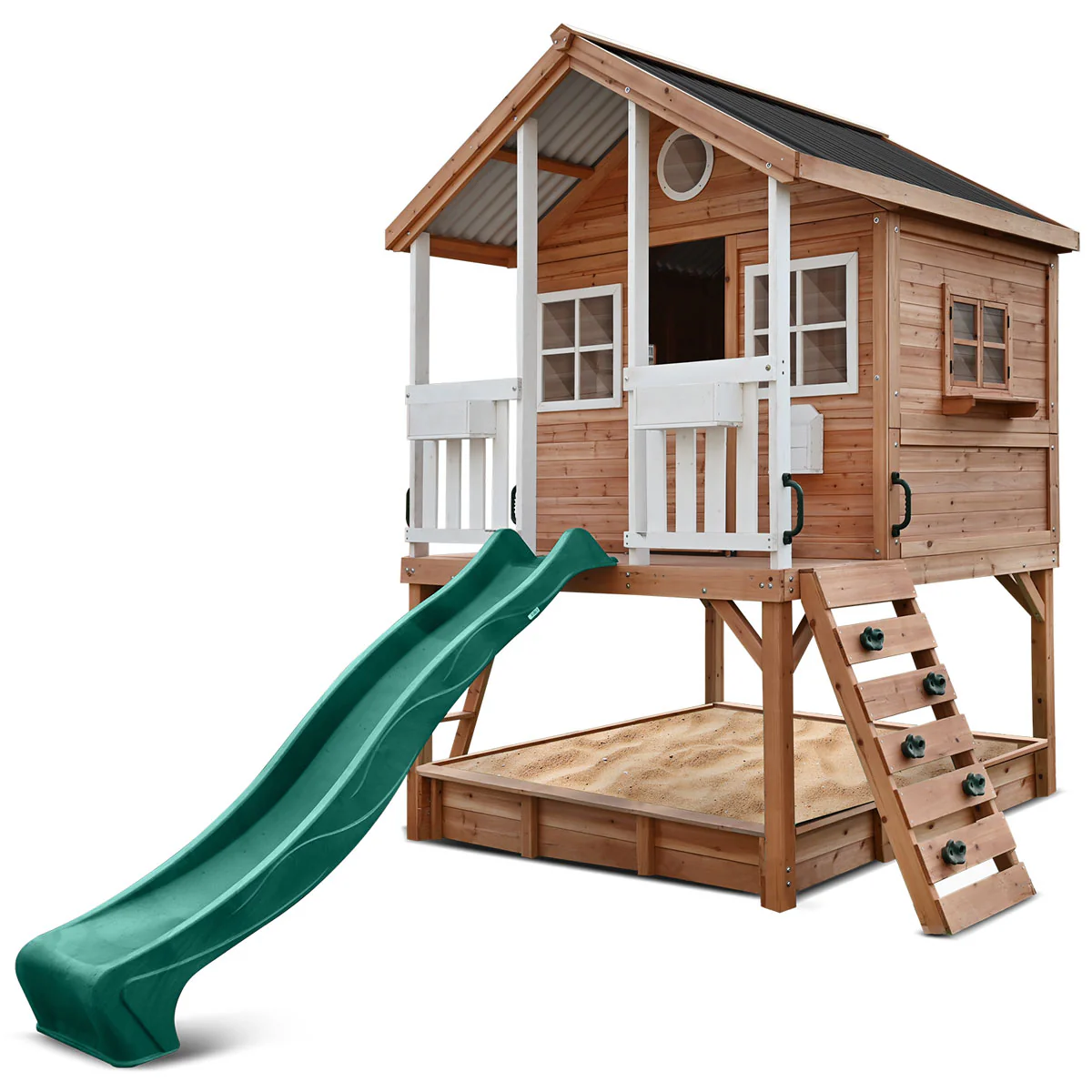Winchester Cubby House with 1.2m Elevation Platform and 2.2m Green Slide - Image 3