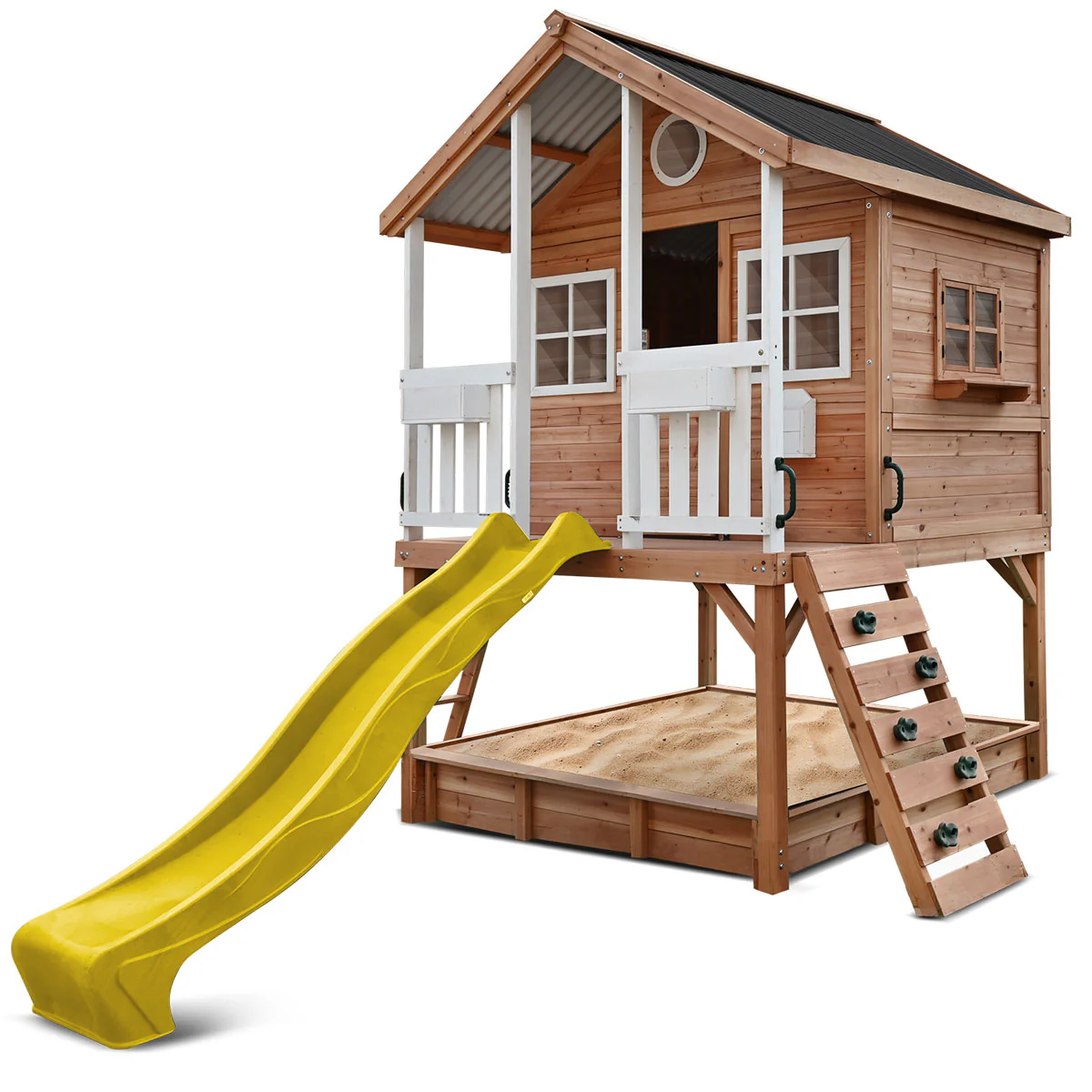 Winchester Cubby House with 1.2m Elevation Platform and 2.2m Yellow Slide - Image 3