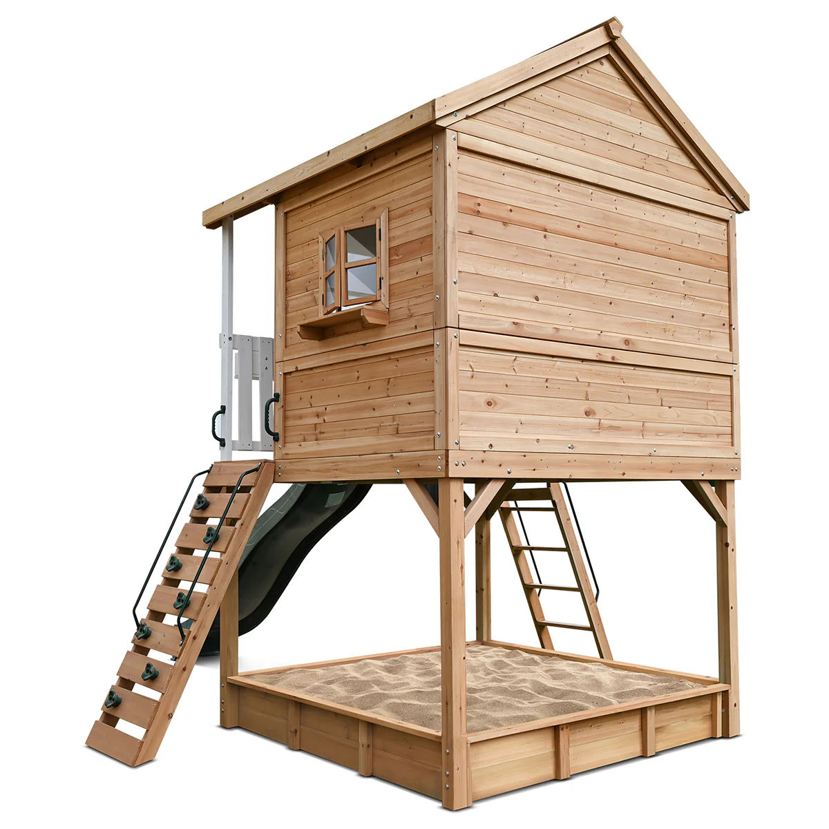 Winchester Cubby House with 1.45m Elevation Platform and 3m Green Slide - Image 5