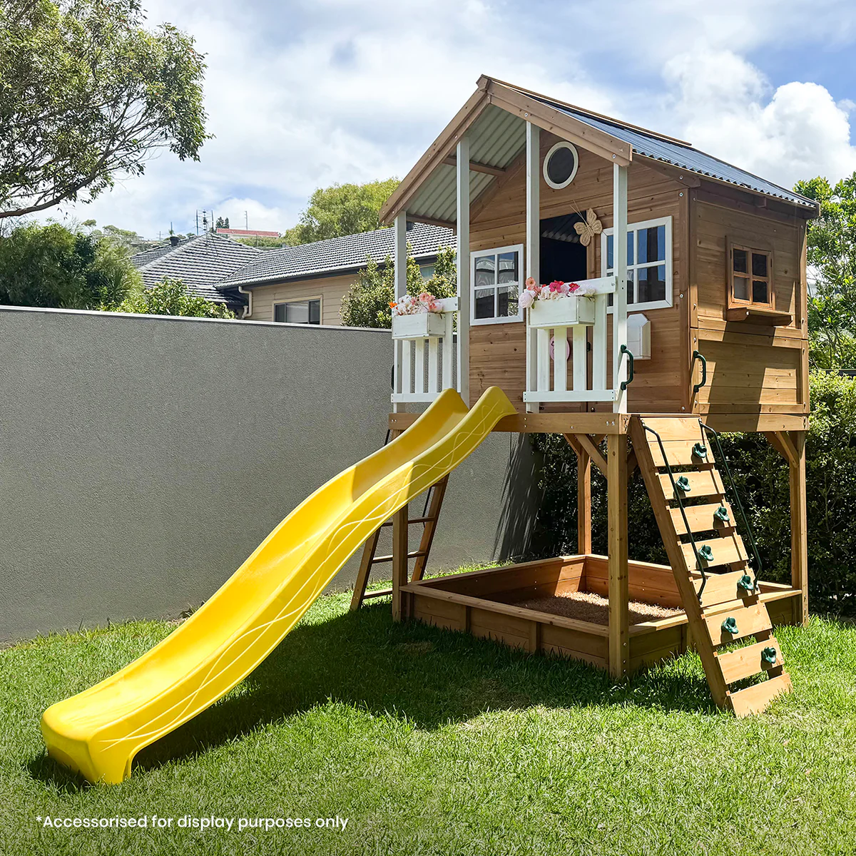 Winchester Cubby House with 1.45m Elevation Platform and 3m Yellow Slide - Image 4